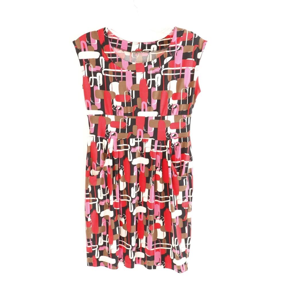 Retro Sheath Dress Women Medium Red Black Gray White Cap Sleeves